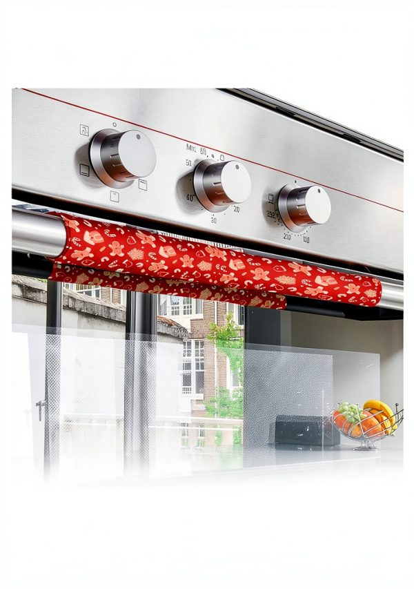 Christmas Refrigerator Door Handle Cover Gingerbread Man Snowflake Dishwasher Microwave Oven Fridge Stove Handles Candy Cane Glove Fridge Protector Kitchen Appliance Decor Set of 2-4