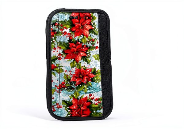 Poinsettia Flower Door Handle Covers Set of 4 HUISEFOR Polyester-1